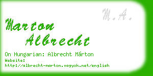 marton albrecht business card