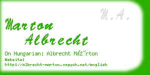 marton albrecht business card